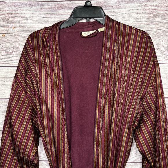 Victoria's Secret Gold Label Vintage Striped Belted Cozy Robe Size Medium/Large - Picture 3 of 13
